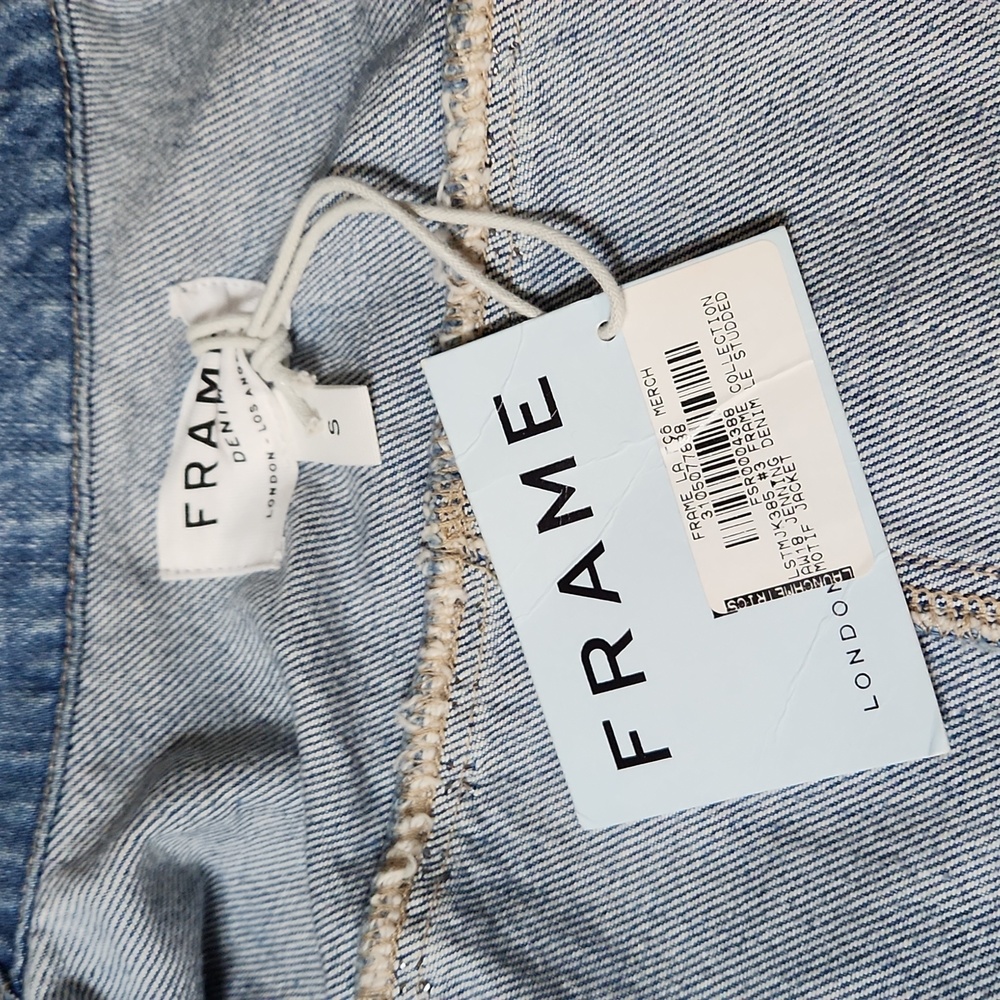 Nwt Frame Denim Le Studded Motif Denim Jacket - Picture 13 of 16